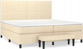 vidaXL Kontinentálna posteľ s matracom, krémová, tkanina, 200 x 200 cm