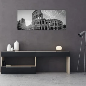 Obraz - Koloseum v Ríme, čiernobiele (120x50 cm)