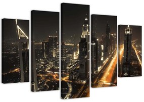 Gario Obraz na plátne Panoráma Dubaja v noci - 5 dielny Rozmery: 100 x 70 cm