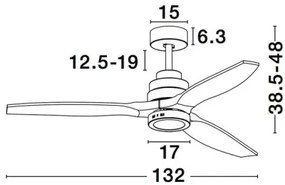 Stropný ventilátor Nature 132 biele s diaľkovým ovládaním