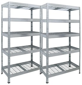 2x RIVET regál s drôtenou policou,180x150x60cm, 4 police, 400 kg na policu, zinok
