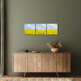 Obraz žltého poľa (s hodinami) (90x30 cm)