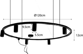 Moderný závesný koľajnicový systém s 6 čiernymi bodovými svetlami 1-fázový GU10 50 mm - Iconic Ruby Honey