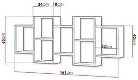 Nástenná polica TRIO 65x161 cm šedá