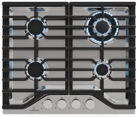 Klarstein Turbocast plynová varná doska, 304 nehrdzavejúca oceľ, 4 horáky, profesionálny liatinový držiak, horák wok