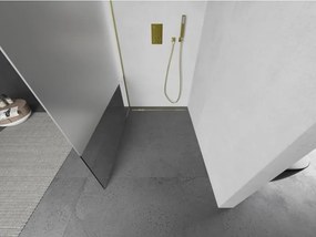 Mexen Kioto L, sprchová zástena Walk-In 100 x 200 cm, 8mm číre sklo-námraza, zlatý lesklý profil,800-100-103-50-35