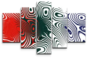 Sablio Obraz - 5-dílný Dvojfarebná abstrakcia - 125x90 cm