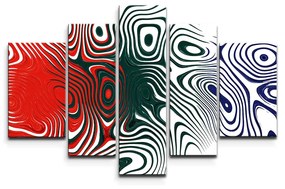 Sablio Obraz - 5-dílný Dvojfarebná abstrakcia - 125x90 cm