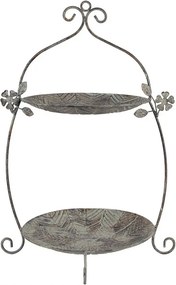 Zeleno-hnedý kovový dvojposchodový etažér - 34*32*50 cm