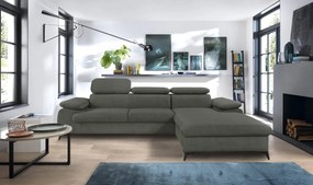 Rohová sedacia súprava Scala, olivovo zelená látka, pravý roh