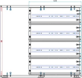 Kancelársky prístavný kontajner BLOCK, 400 x 800 x 710 mm, 4 zásuvky, dub prírodný
