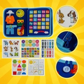 ISO Trade Kruzzel Montessori senzorická kniha pre deti 3+ – jednorožec, 7 aktivít