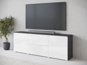 TV skrinka Sawoti 181, Farby: matera / biely lesk, Osvetlenie: osvetlenie LED biele