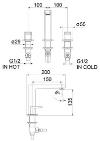 Sapho - Umývadlová batéria 3-otvorová TURSI lesklý chróm