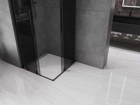 Mexen Velar Duo, sprchový kút s posuvnými dverami 90 x 90 cm, 8mm šedé sklo, čierna matná, 871-090-090-42-70