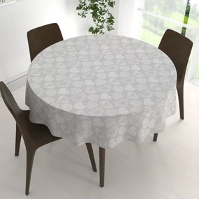 Biante Dekoračný okrúhly obrus PML-071 Srdce s ornamentami na sivom Ø 110 cm