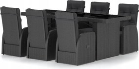 vidaXL 7-dielna sada záhradného nábytku s vankúšmi, Pe ratan, čierna