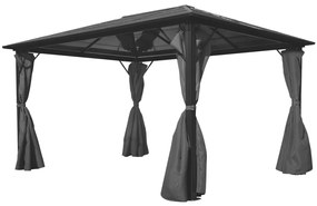 Altánok so závesmi, antracitový, hliníkový 400x300 cm