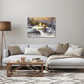 Sklenený obraz - Zimné mestečko (70x50 cm)