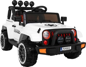 Ramiz Detské terénne auto Full Time 4WD Biele + 4x4 + Diaľkové ovládanie + LED audio + Úložný priestor