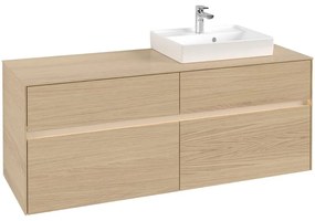 VILLEROY &amp; BOCH Collaro závesná skrinka pod umývadlo na dosku (umývadlo vpravo), 4 zásuvky, s LED osvetlením, 1400 x 500 x 548 mm, Nordic Oak, C075B0VJ