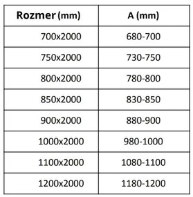 Mexen Velar, sklenená stena ku sprchovej kabíne 90x200 cm, 8mm sklo námraza, 870-090-000-00-30