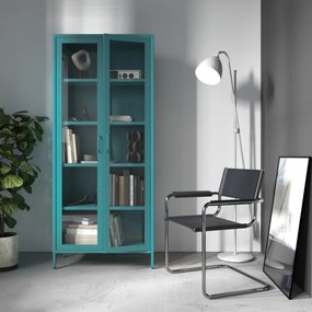 Vitrína ANGELO, 800 x 1850 x 450 mm, Modern: morská modrá