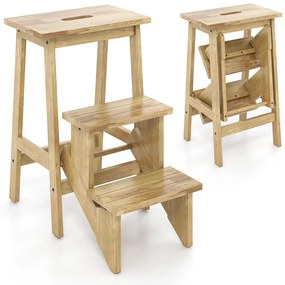 Skladací 3-stupňový schodík, prírodný