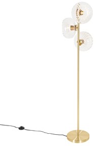 Art Deco stojaca lampa zlatá so sklom 3-svetlo - Ayesha