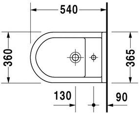 DURAVIT Starck 3 závesný bidet s otvorom, 360 mm x 540 mm, s povrchom WonderGliss, 22801500001
