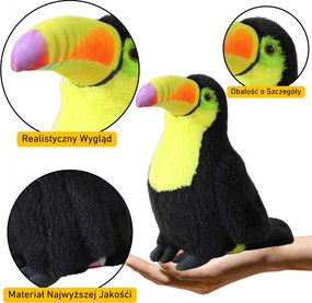 LEAN Toys Plyšový vták tukan objíma žltý 35cm