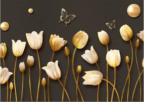 Sklenený obraz - Tulipány - abstraktné (70x50 cm)