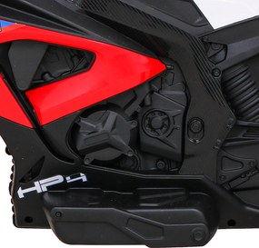 Ramiz BMW HP4 Detský motocykel na batérie Červená + 3 kolieska + LED + MP3 USB + Eco koža