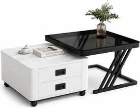 LuxuryForm DESIGN Konferenčný stolík BOLT 70 × 70 / 60 × 60 cm – biely / čierny (set 2 ks)