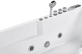 Vírivá vaňa s LED osvetlením ľavostranná 169 x 81 cm biela ARTEMISA Beliani