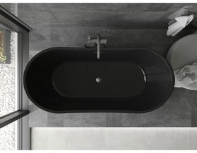 Mexen Montana, voľne stojaca vaňa 170 x 80 cm, čierna,  grafitový prepad, 52011708070-66