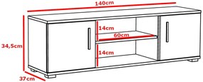 TV skrinka drevená 140 cm, s policou a dvierkami