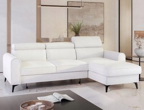 Pohodlná krémová rohová sedačka Bello v módnej pletenine s úložným priestorom na posteľnú bielizeň