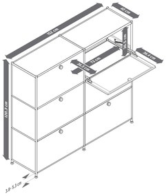 Kovová komoda »CN3« so 6 výklopnými priečinkami, hnedosivá