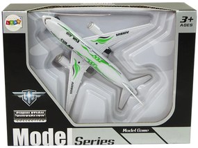 LEAN TOYS Biele osobné lietadlo so zelenými prvkami