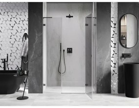 Mexen Lunar L, Otočné pravé sprchové dvere 125 cm, 8mm číre sklo, brúsený grafit profil, 834SL-125-050-66-00-P