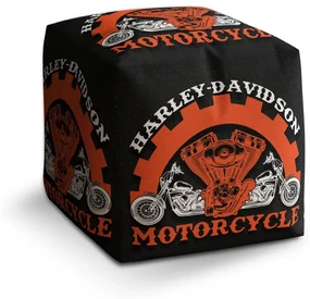 Sablio Taburet Cube Harley-Davidson motor Čierne pozadie: 40x40x40 cm