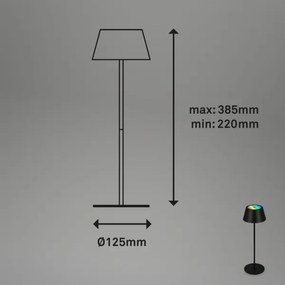 Brilo - LED RGB nabíjateľná dotyková stolná lampa KIKI LED/2,6W/5V IP44 2600 mAh čierna