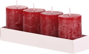 Súprava sviečok, červená, 4 ks, parafín