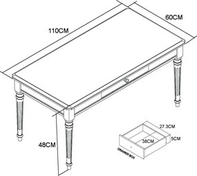 Konferenčný stolík Limena 110 cm z masívu hnedý/slonovinový