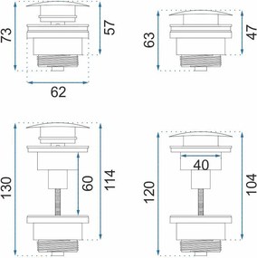 Rea Rea, umývadlový sifón s univerzálnou odtokovou zátkou Click-Clack, grafitová, REA-A1562