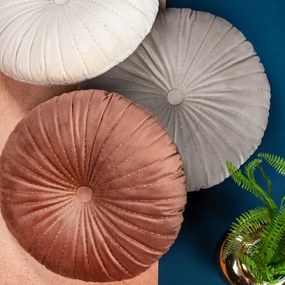 Dekorstudio Okrúhly zamatový dekoračný vankúš VELVET prešívaný zlatou niťou v staroružovej farbe