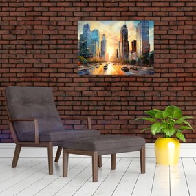 Sklenený obraz - Maľba mesta (70x50 cm)