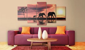 Artgeist Obraz - African elephants family Veľkosť: 100x50, Verzia: Na talianskom plátne