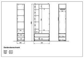 Biela šatníková skriňa v dekore duba so zrkadlom 84x196 cm Telde - Germania